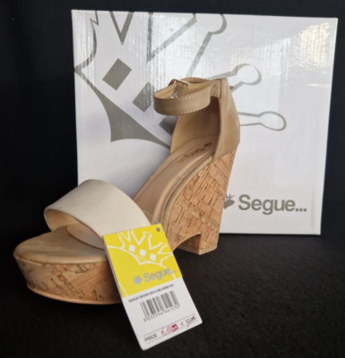 Segue Italy Keil Damen Sandalen Keilabsatz Sommersandalen Weiß /  Beige Gr. 41