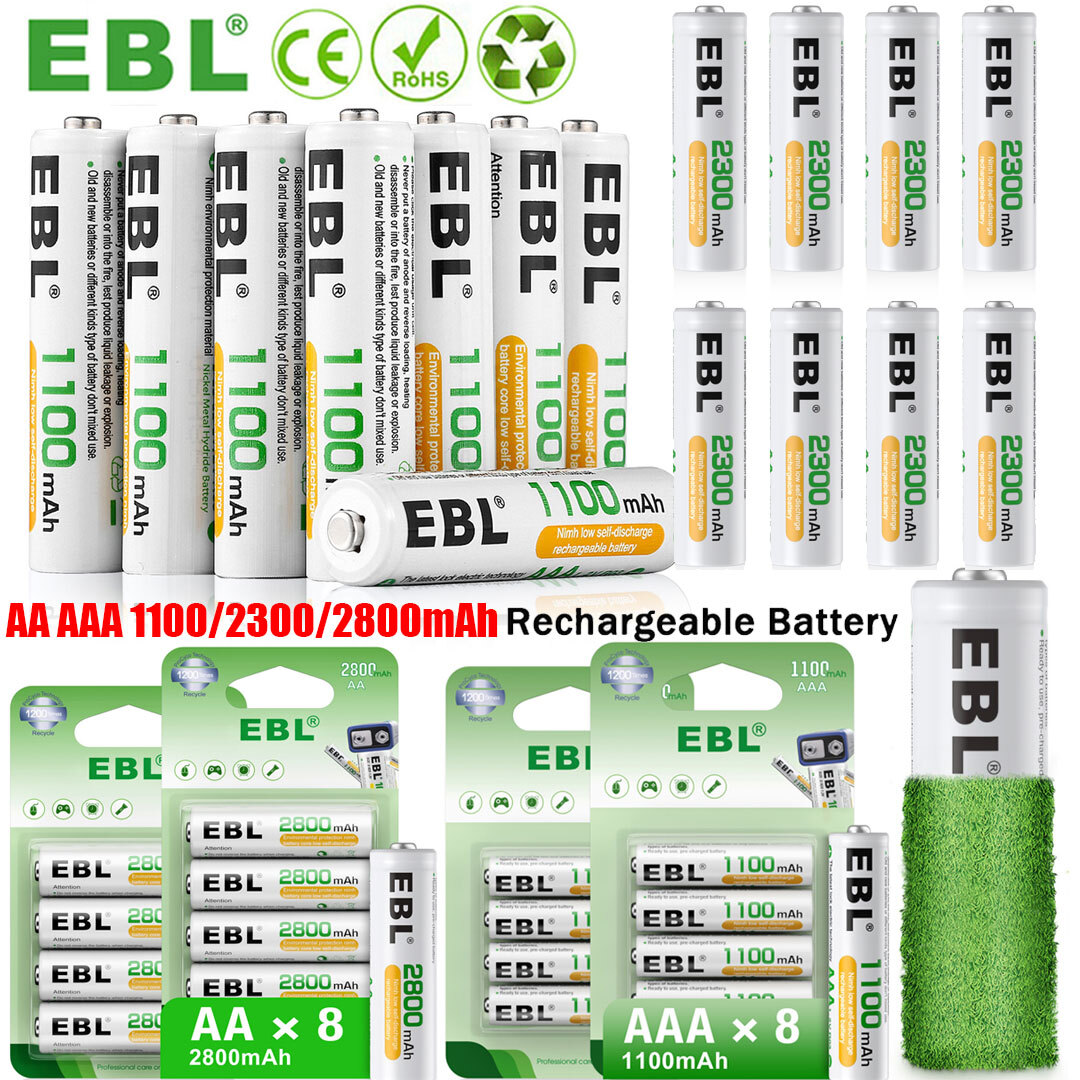 EBL AA AAA 1.2V Rechargeable Ni-MH Batteries 800mAh to 2800mAh Multi-Capacity Lot-image