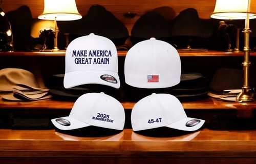 Trump 2025 Inauguration Hat Flex Fit hat w/ 2025 Side, 45-47 and USA back flag - 第 8/9 張圖片