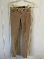 AG Adriano Goldschmied Stevie Slim Straight Pants Cords Corduroy Size 26R Tan