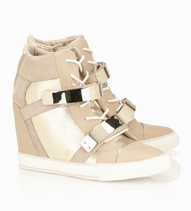 gold wedge sneakers
