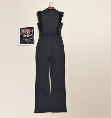 hals v runway mouwloos rits zwart wholesale lente rompertjes panelen kant 2019 q7w4BFW
