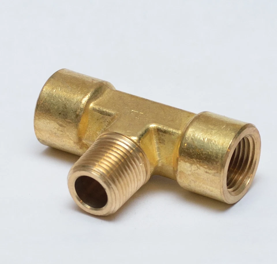 3/8 Npt Female to Male Center Branch Tee Brass Pipe Fitting Water Oil Gas Air - Image 3 of 4