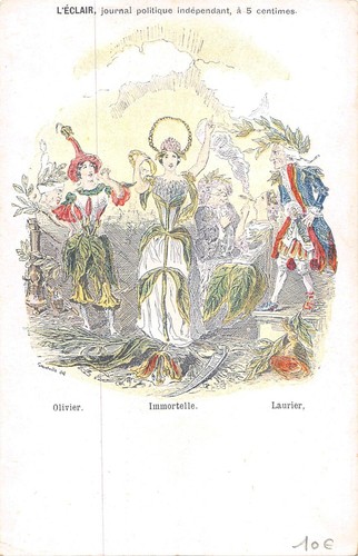 CPA Editée par le Journal L'Eclair, journal politique "Olivier, Immortelle,Lauri - Foto 1 di 2