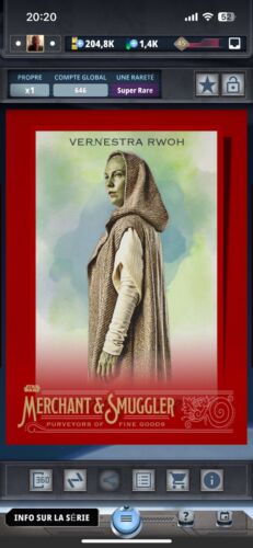 Star Wars Card Trade Merchant & Smuggler Base Red LOT x2 Jawa & Vernestra Rwoh