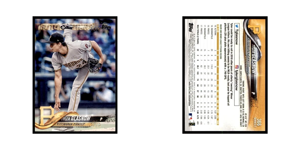 Tyler Glasnow 2018 Topps #366 Pittsburgh Pirates Baseball Card NM - Image 3 of 3
