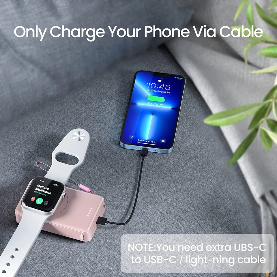 Cargador para Apple Watch Series Cargador Banco de Alimentación Batería Inalámbrica 4000mAh Foto 4 de 4