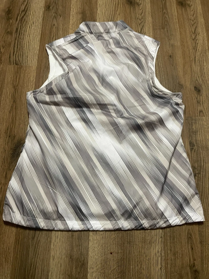 Antigua Jacket, Women's Size Large, Gray White, Vest, Full Zip, Sleeveless - Image 2 of 4