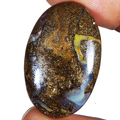 29.80 Cts Natural Boulder Opal Cabochon Oval Shape Gemstone 20x32x5 mm LM-414