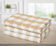 100% Cotton Pack of 3 or 6 Hearts Check Large Kitchen Tea Towels 50x70cm