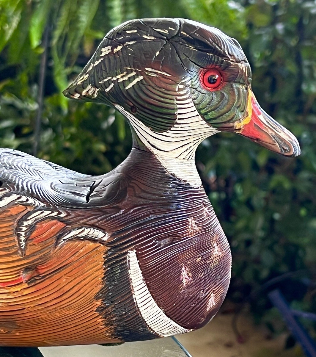 Signed Jack Teegarden Wood Duck Decoy, Distressed White Cypress