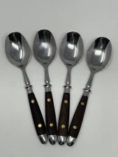 Washington Forge Innsbruck Rosewood Handle Brass Rivet Dinner Spoons 8” Set Of 4