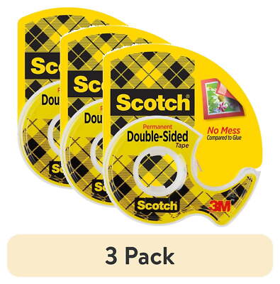 (3 pack)  Double Sided Tape, 0.5 in. x 400 in., 1 Dispensers