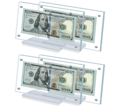 4pack Acrylic Dollar Bill Display Frame Currency Paper Money Holder Display Case