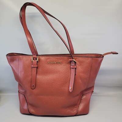 Michael Kors Aria Women's Large Leather Tote Shoulder Bag Red