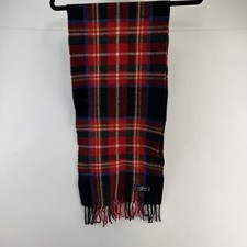 Scarf Unisex Red Tartan Lambs Wool Check Xmas Gift Vintage Italy 50 x 11.5