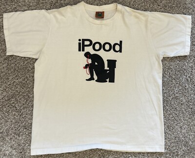 Apple iPod Parody T Shirt XL 2000s iPood Toilet Humor Comedy Music Steve Jobs