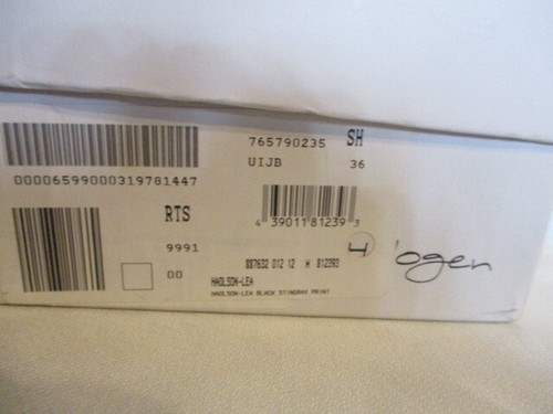 NUEVO EN CAJA HALÓGENO FAB! Lea Tachonado Correa en T Puntera Punta Plana en Negro Raya Talla 12 - Imagen 8 de 8