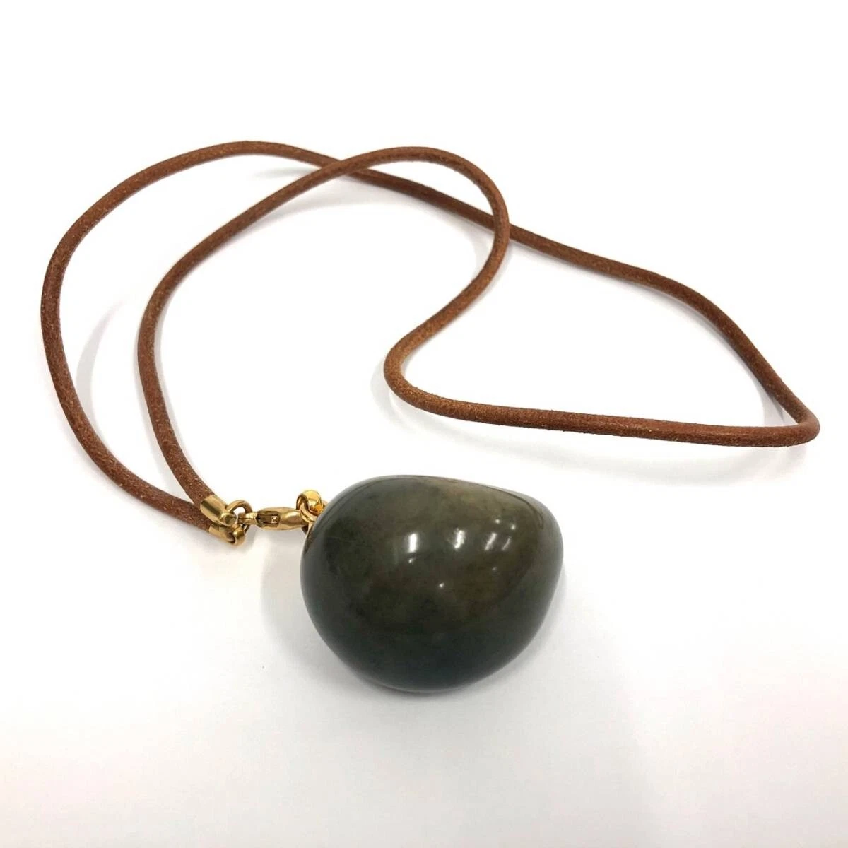 Used Hermes Necklace Choker Green Stone Razor Rank