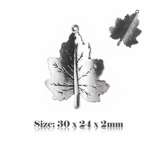 10 Tibetan Silver Antique Vintage Style Leaf Charms Pendant Steampunk 041s - Picture 2 of 2