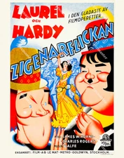 LAUREL AND  HARDY  in BOHEMIAN GIRL 1936 SWEDISH  11 X 14 POSTER LOBBY CARD