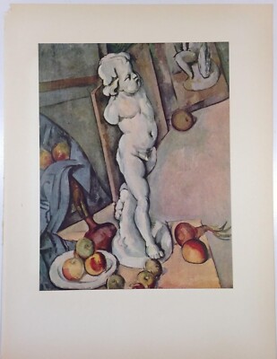 1952 Vintage Full Color Art Plate ''STILL LIFE w/ CUPID'' CEZANNE Lithograph NUDE