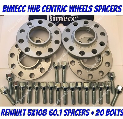 Alufelgen Spurverbreiterung 19mm x 4 + M14 Schrauben für Renault Laguna Mk3 Bimecc 5x108 601