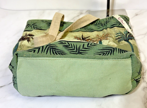 Paul Brent Canvas Shoulder Bag Hawaiian Palm Trees Zip Blue Vacation Beach Ocean - Picture 7 of 13