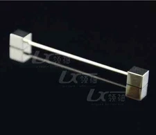 2 pcs Classic Men Silver Collar Stud Barbell Tie Pin Bar Clip Shirt Clasp Square