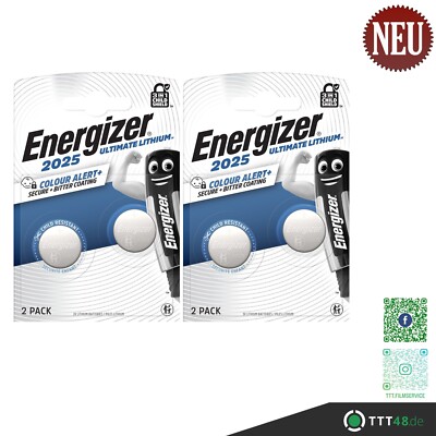 Energizer Knopfzelle Ultimate Lithium CR2025 3V Batterien - 2 x 2er Blister