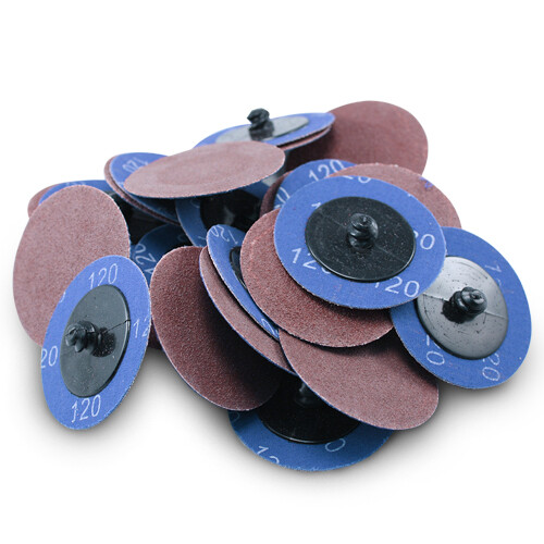 25 Pack - 2" 120 Grit A/O Quick Change Sanding Disc Black Hawk, Type R Roloc