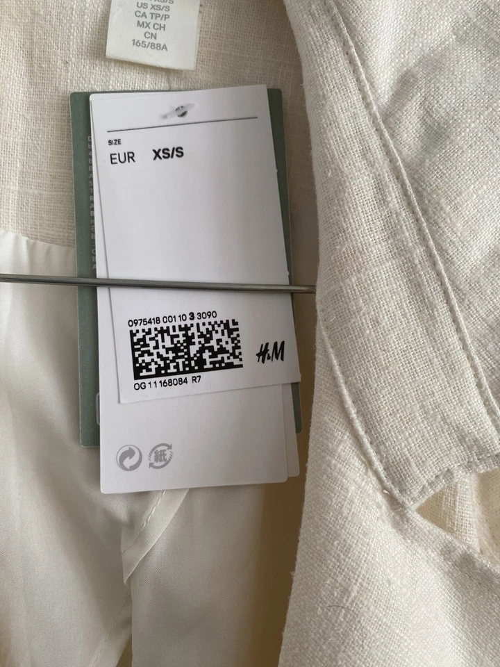 H&M Cream Linen Trench Coat - Image 4 of 4