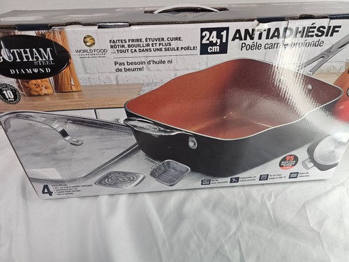 Gotham Diamond 9.5 inch Non Stick Aluminum Deep Square Pan 4 piece set Fry Bake - Picture 9 of 9