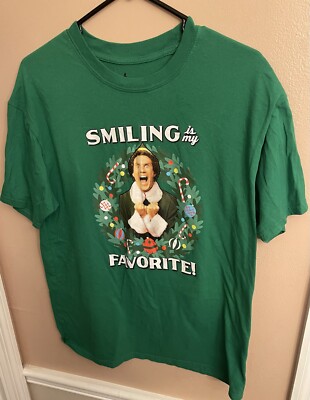Elf ''Smiling Is My Favorite'' Green T-Shirt Men's Large NWT #EFL007AUAFBP12