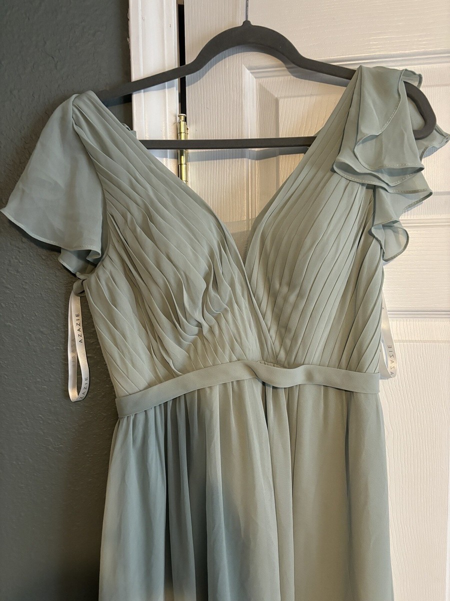 Dgmindia Gray Chiffon Bridesmaid Dress Azazie Bridesmaid Dress Agave Size A6