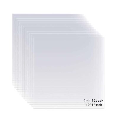 12 Pack 4 Mil Clear Mylar Stencil Sheets, 12'' x 12'' Blank Stencils, Reusable