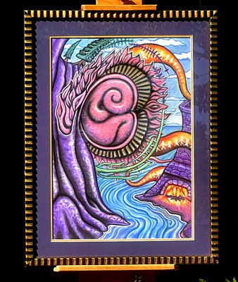 MAYAH CHAN: Alian Life-Form, ORIGINAL ACRYLIC PAINTING, Signed & Well Framed.