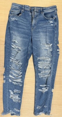 American Eagle Outfitters Distressed Ripped Stretch Jeans Blue Denim Workwear