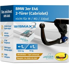 ANHÄNGERKUPPLUNG vert. abnehmbar für BMW 3er Cabrio E46 00-07 +7polig E-Satz ABE