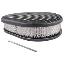 Black Aluminum 12oval Full Finned Air Cleaner For Sb Bb Chevy Dodge Plymouth