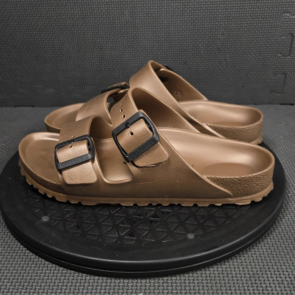 Sandálias Birkenstock Feminina Tamanho 7 UE 38 Marrom Arizona EVA Slides Fabricadas na Alemanha - Imagem 3 de 4