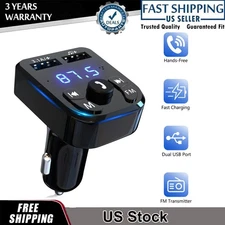 Bluetooth 5.0 Car Wireless FM Transmitter Adapter 2USB PD Charger AUX Hands-Free