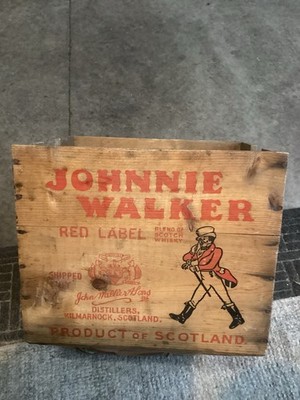 VTG Johnnie Walker Red Label Scotch Whiskey Wood Box Scotland 12 Bottle Box