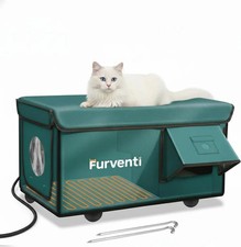 Eekkii Heated Cat House Outdoor Weatherproof Insulated with Heating Pad Green