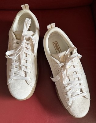 Puma Mayze Brushed Tan Classic Platform Sneakers Off-white, Size 8, 34DC094-OFW