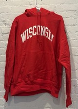 Wisconsin Badgers M Hoodie Sweatshirt NWT Red Champion MSRP 74.99 Football