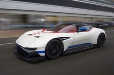 Aston Martin Vulcan Stratus White with Red and Blue Stripes 1/18 Model Car