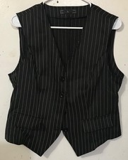 Vintage Black Pinstripe Zoot Suit Vest Large Stylish For All