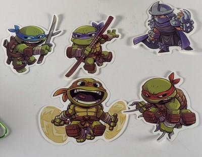 TMNT X STICKER LOT OF 5 STICKERS X 3X2 INCH STICKERS X VYNIL DIE CUT HIGH GLOSS