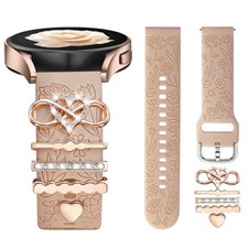 DaQin Flower Engraved Band Compatible with Samsung Galaxy 20mm, MilkTeaLove 